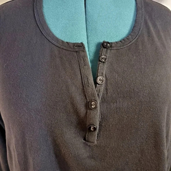 0161. White Stag ~ Black, 5 Button Henley ~ 100% Cotton - Picture 1 of 10